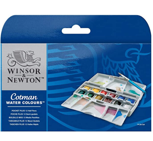 0390373 Set Acuarelas Winsor & Newton Pocket Plus x 12 Medio Godets