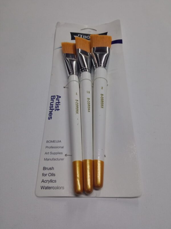 Set de Pinceles Plano Sintetico Blanco (  1 | 1.5 | 2  )  x 3