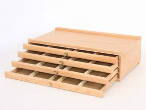 Caja de madera porta accesorios para pintura portátil (4 cajitas)