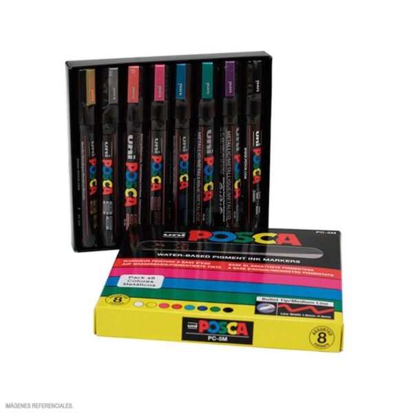 Set Posca PC-5M Metálicos x 8 unidades (124886) Cartón