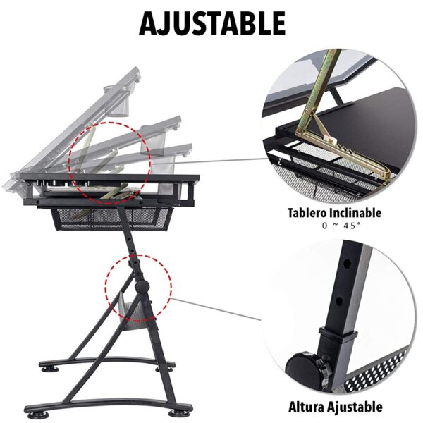 Mesa de Dibujo con Tablero de Vidrio Ajustable - Imagen 5